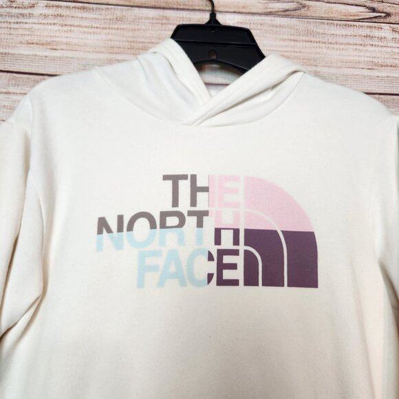 The North Face Half Dome Sweatshirt Hoodie Pullover Size L Ivory Pink Blue Women - Picture 2 of 16